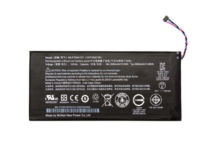 Original 3680mAh 13.98Wh Batterie Acer A1402 3165142P - Cliquez sur l'image pour la fermer