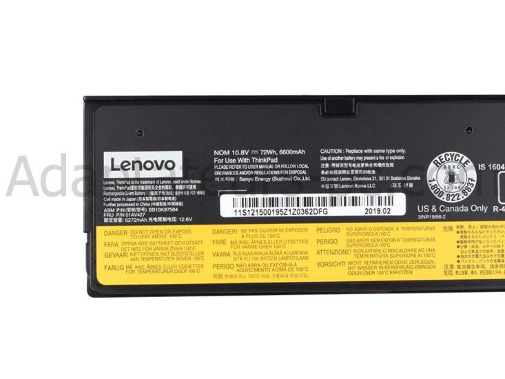 Original 6600mAh 72Wh Batterie Lenovo ThinkPad T480 20L6 - Cliquez sur l'image pour la fermer