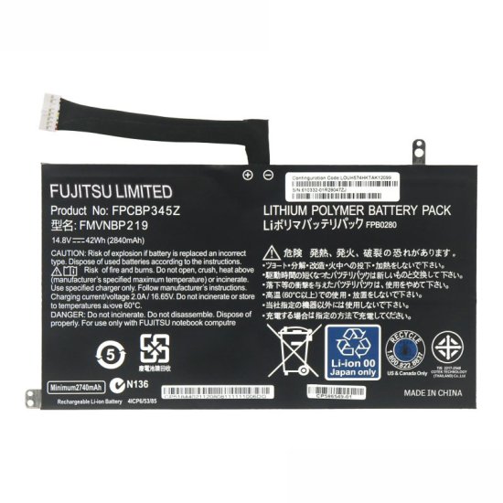 Original Batterie Fujitsu FMVNBP219 2840mAh 42Wh - Cliquez sur l'image pour la fermer