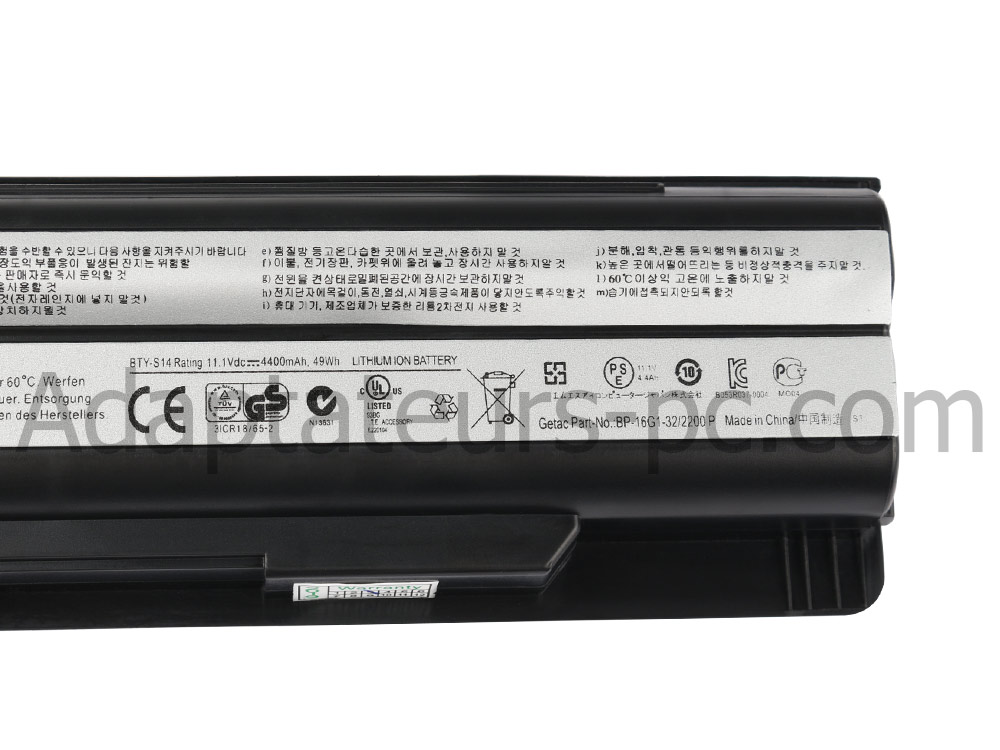 4400mAh Batterie pour MSI ge60 2pf-622in ge60 2pf-639sg ge60 2pf-675xhu