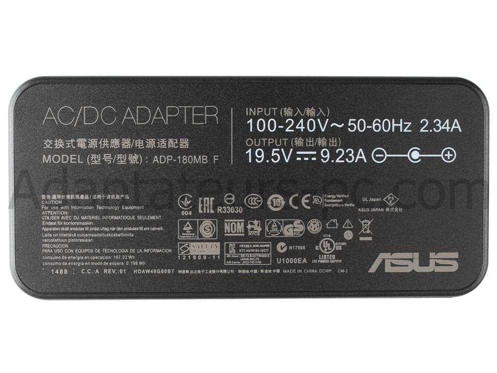 180W Original AC Adaptateur Chargeur Asus A17-180P1A