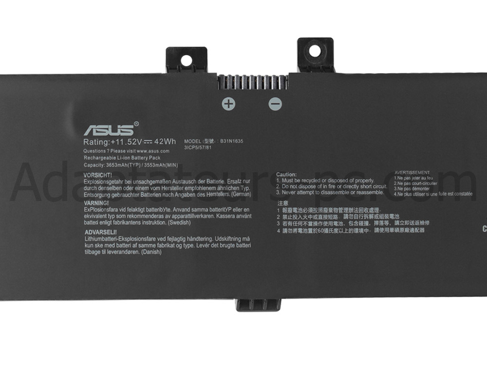 42Wh Batterie Original pour Asus B31N1635