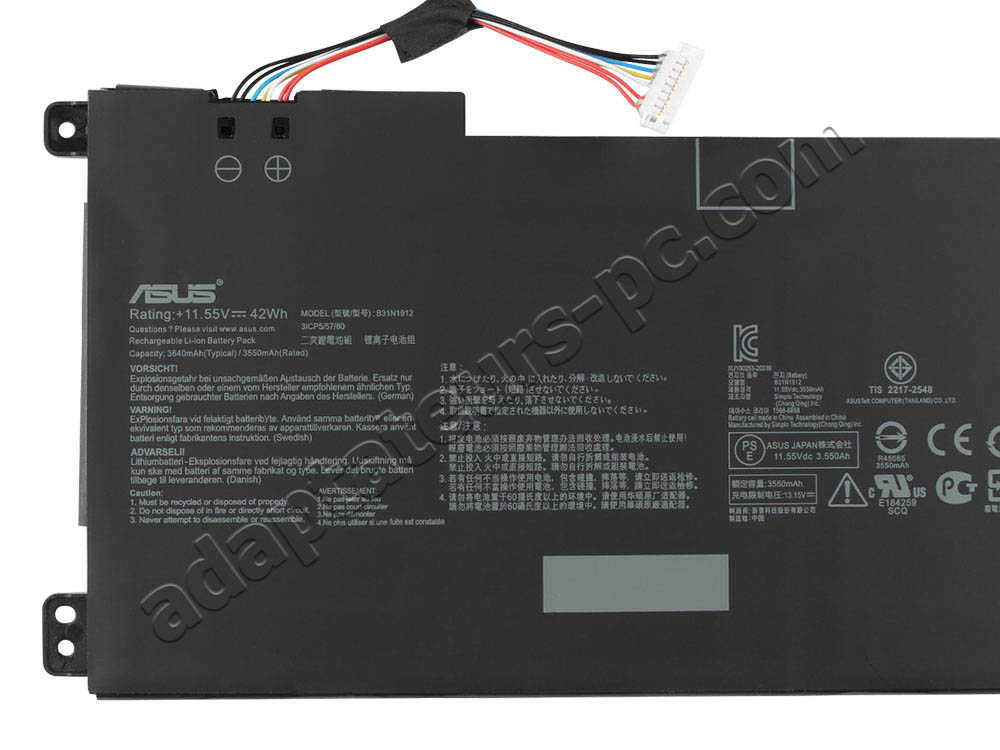 Original Batterie Asus B31N1912 0B200-03680200 3640mAh 42Wh