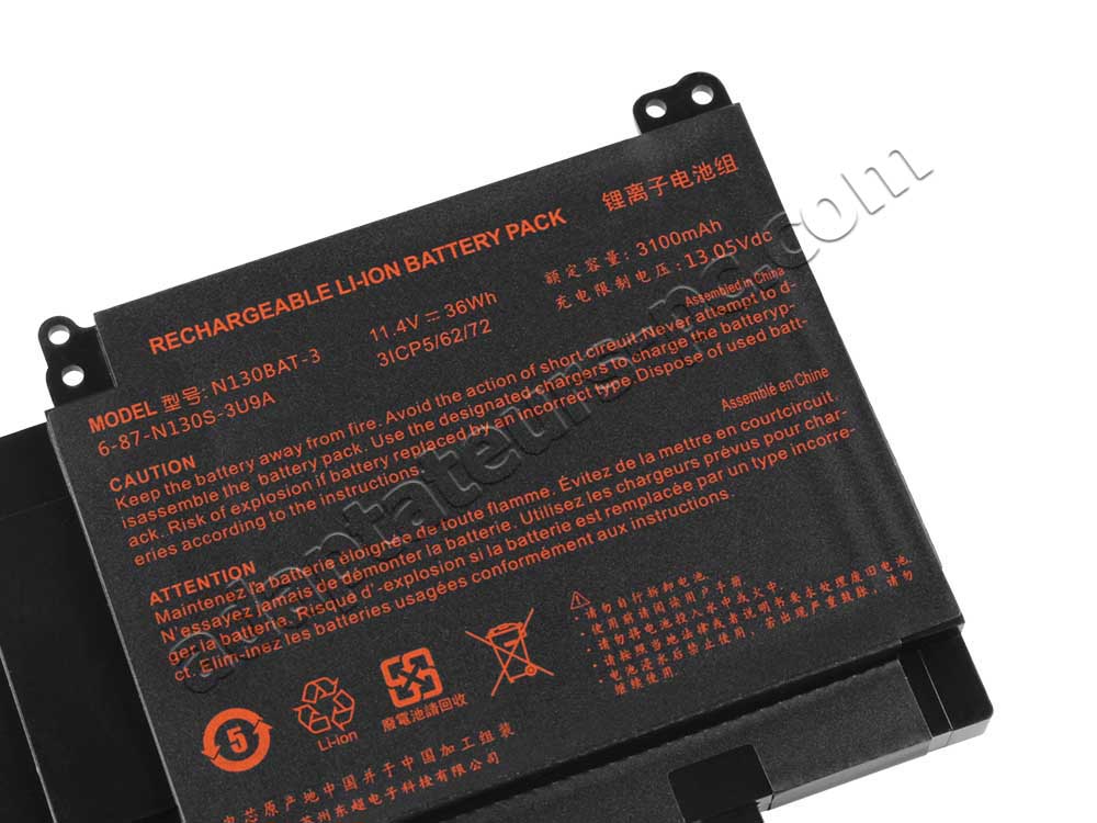 Batterie Clevo 6-87-N130S-3U9 3100mAh 36Wh