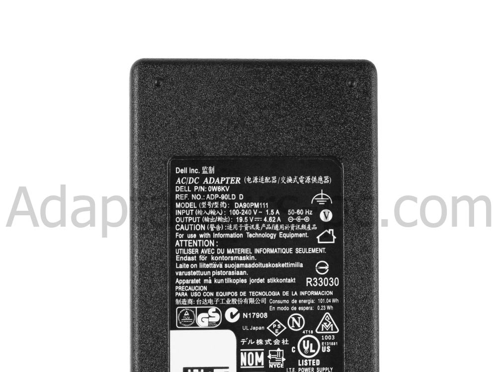 Original 90W Dell Inspiron 7706 2-in-1 AC Adaptateur Chargeur