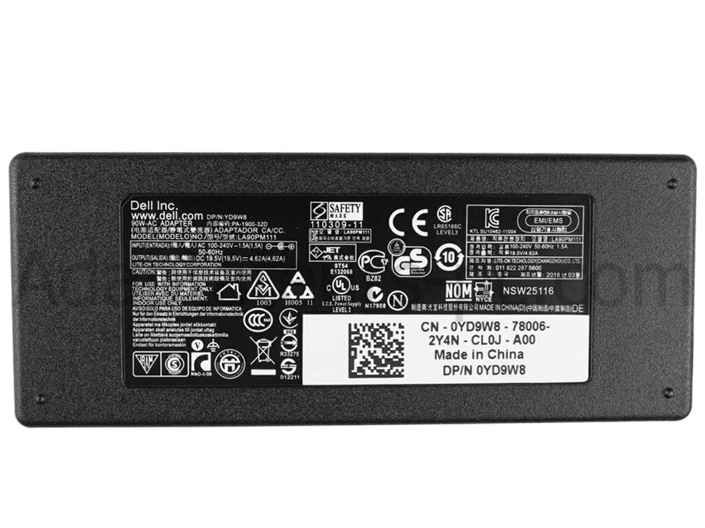 90W Original AC Adaptateur Chargeur pour Dell 09Y819 0K5294 0W1828