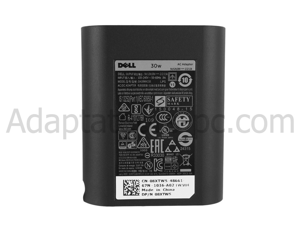 30W USB-C Original Adaptateur Chargeur pour Dell XPS 9250