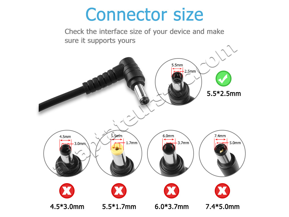 65W AC Adaptateur Chargeur pour Clevo W130EW W130EV W25CSV W25CSW W548KW