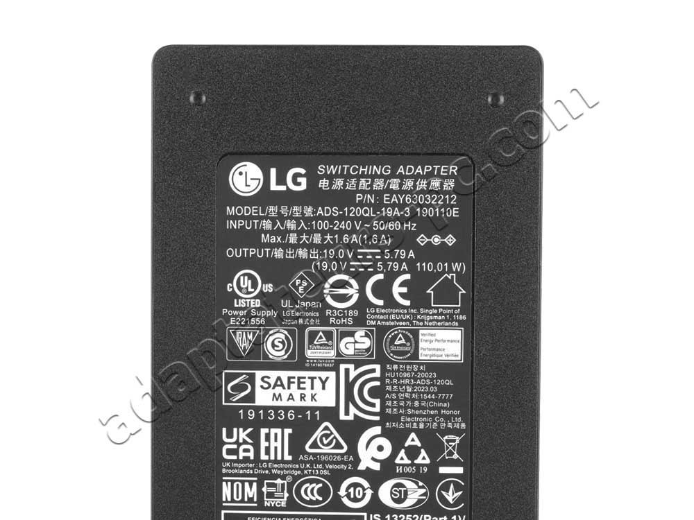 110W Chargeur LG EAY63032212 AC Adaptateur