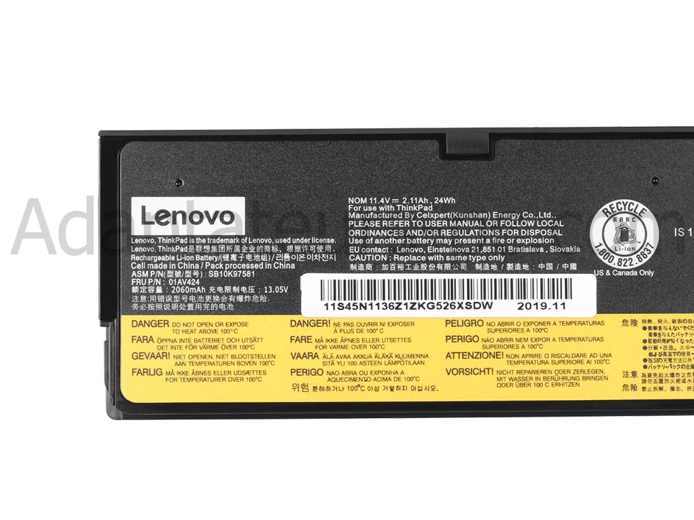 Original 2100mAh 24Wh Batterie Lenovo ThinkPad T470 20HD