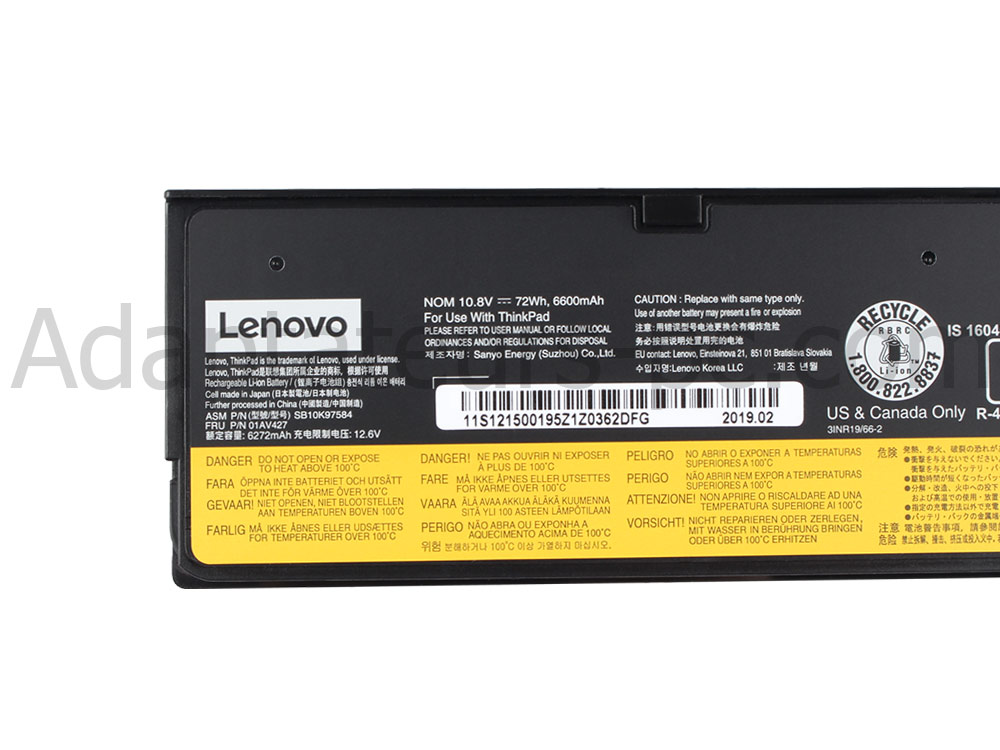 Original 6600mAh 72Wh Batterie Lenovo ThinkPad T480 20L6