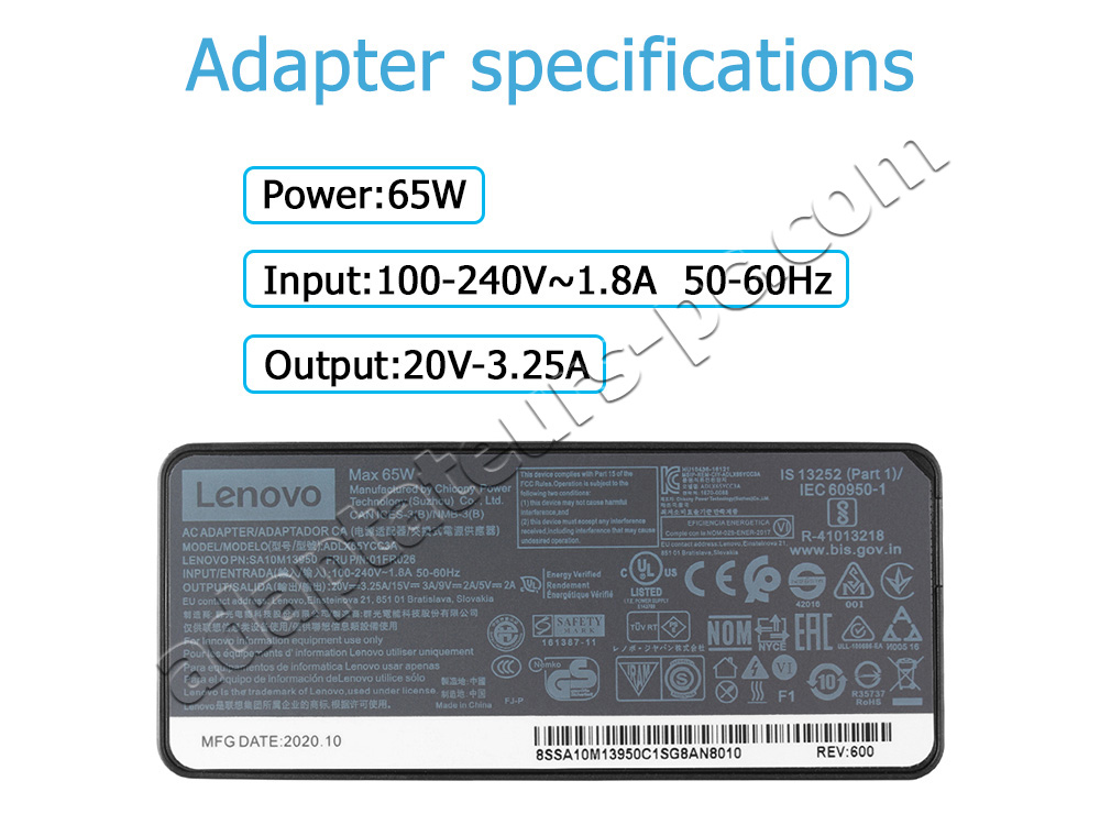 Original 65W USB-C Chargeur Lenovo ThinkPad E14 Gen 4 21E3 AC Adaptateur