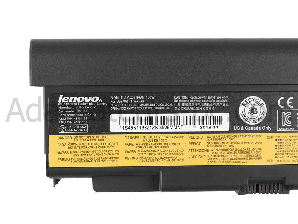 100Wh Batterie pour Lenovo ThinkPad T440P 20AW T440P 20AW T540P 20BE