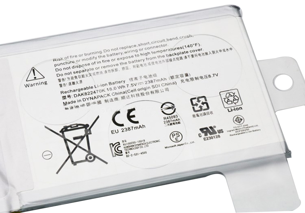 Original Batterie Microsoft DAK822470K G3HTA020H 2387mAh 18Wh