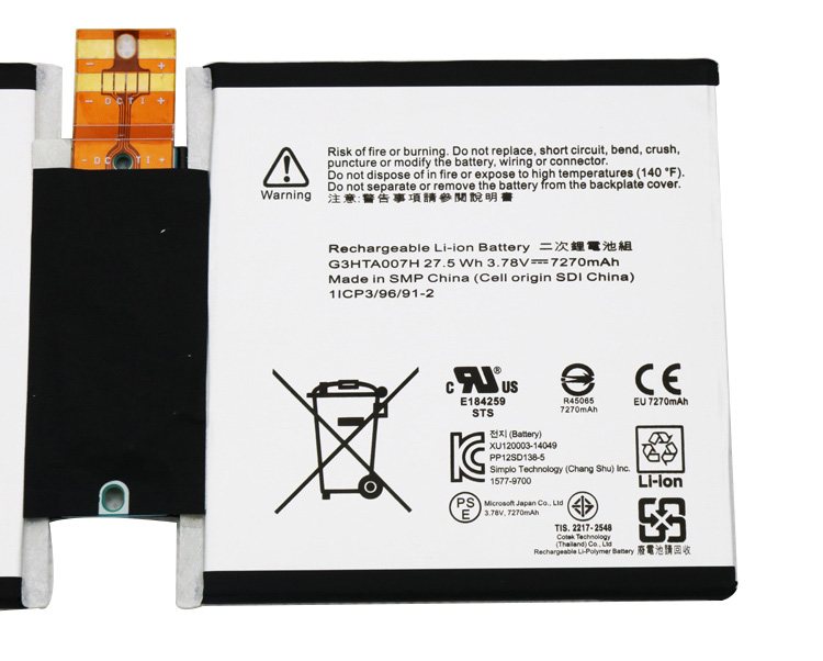 Original Batterie Microsoft Surface 3 1645 7270mAh 27.5Wh