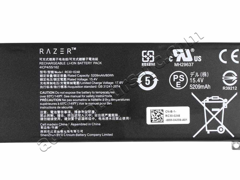 Original Batterie Razer Blade 15 Advanced 2018 RZ09-0238x 5209mAh 80Wh