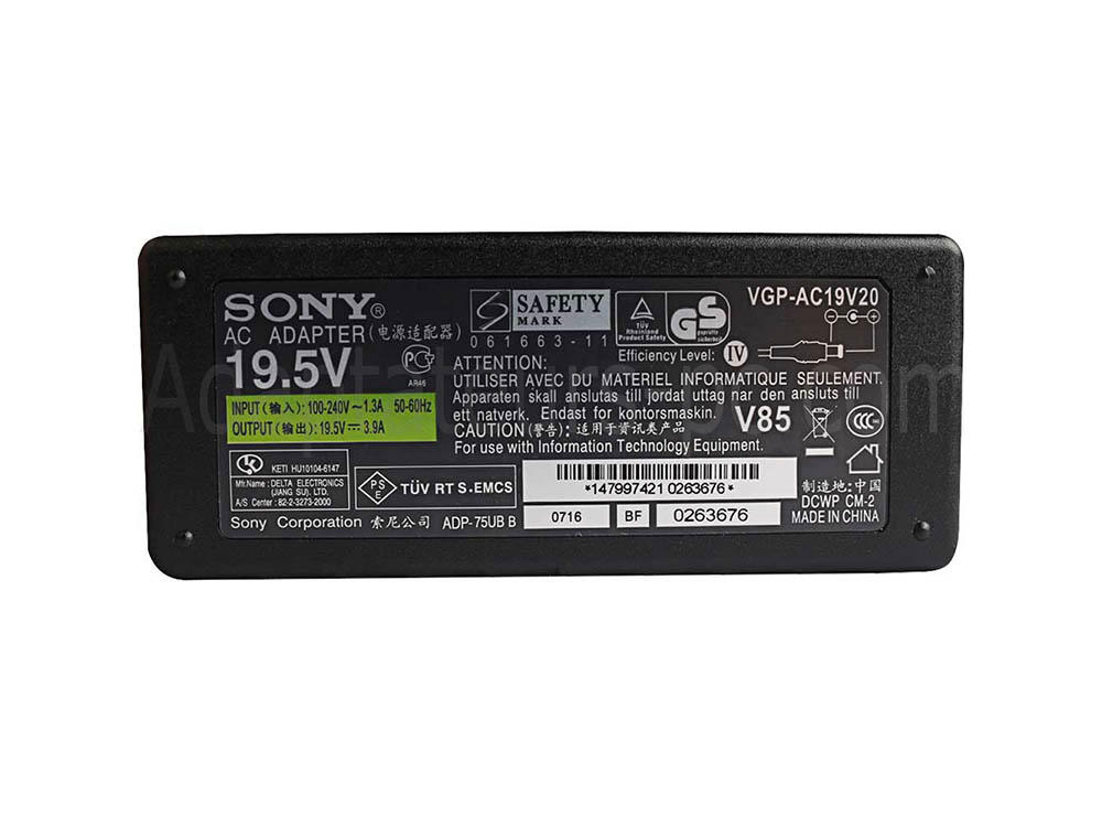 75W Original AC Adaptateur Chargeur pour Sony Vaio vgn-cs vgn-nr vgn-nr120e